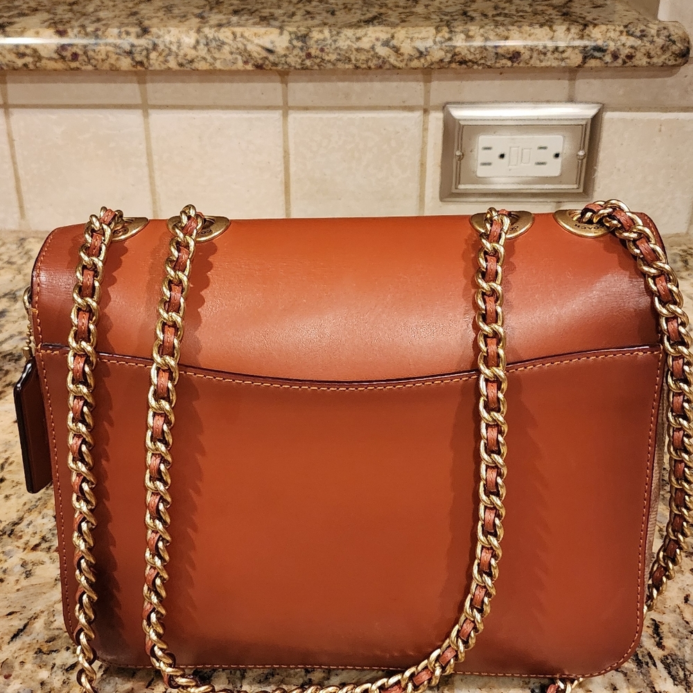 Coach Tea Rose And Signature Shoulder Handbag - Picture 3 of 7